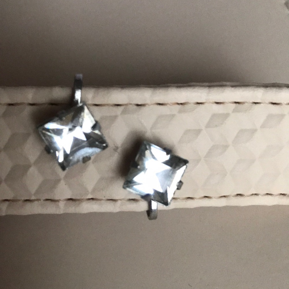 Nemo White Rhinestone Screw Stud Earrings